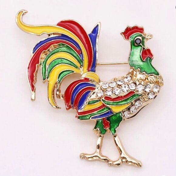 💛 Betsey Johnson adorable multicolored rooster brooch 💛 - Picture 2 of 3